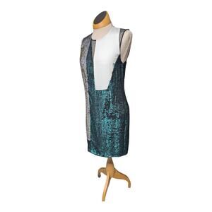 3.1 Phillip Lim Ivory Green 100% Silk Sequin Embellished Mesh Panel Mini Dress 2